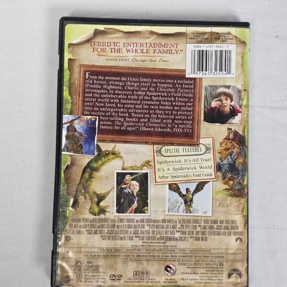 The Spiderwick Chronicles DVD Full Screen Nickelodeon Fantasy - Picture 3 of 3